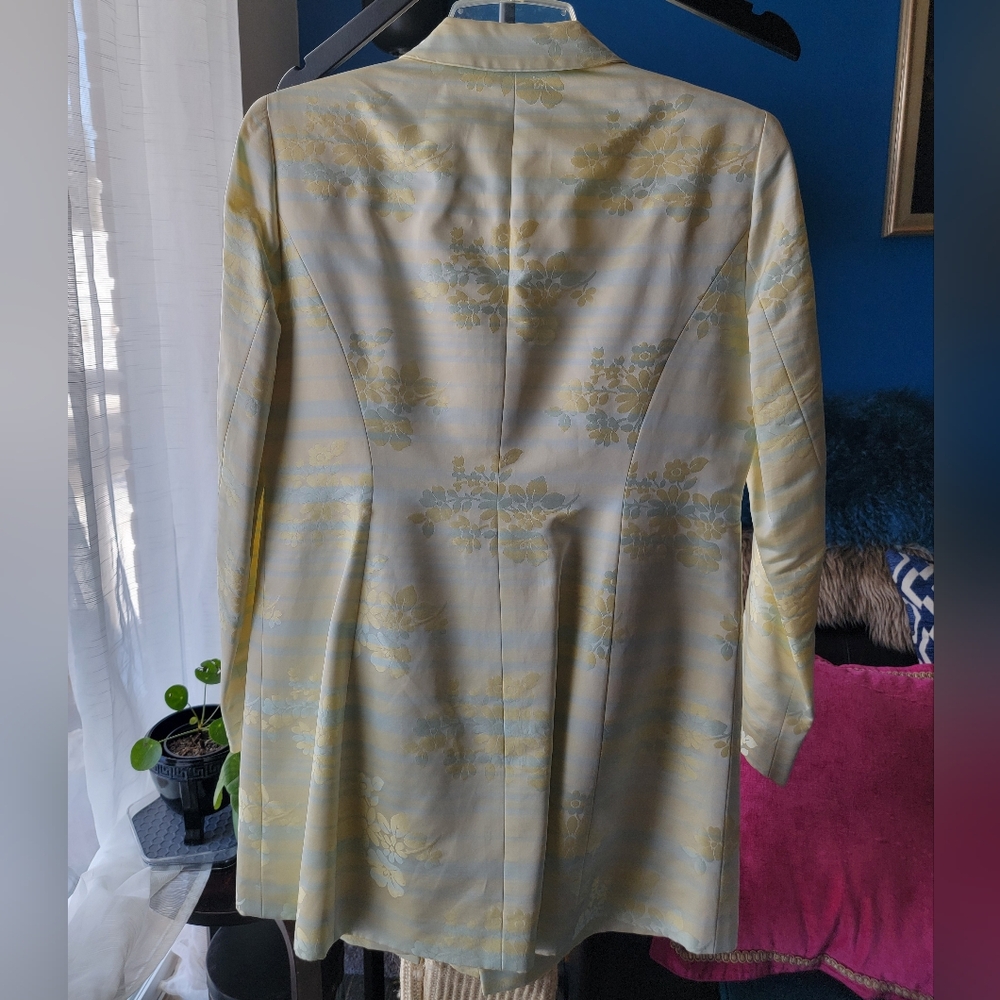 Vintage Worth 8P Skirt Jacket Suit Set Yellow Blue Floral - Picture 5 of 16